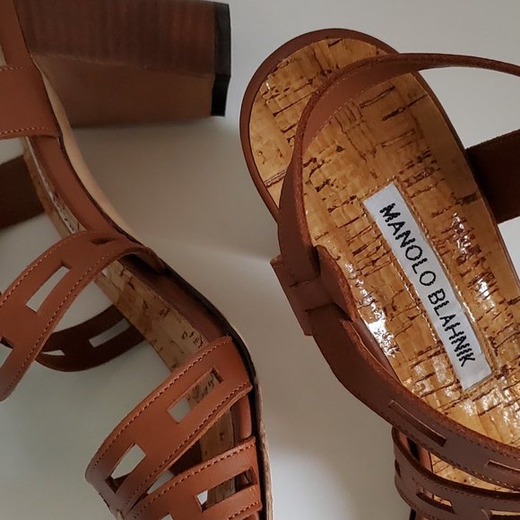 Manolo Blahnik Shoes - Manolo Blahnik Essa Leather Cutout Sandal